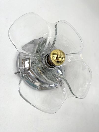 Pair of Glass and Metal Flower Sconces Italy 1970s