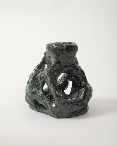 Pair of Glazed Ceramic Candlesticks