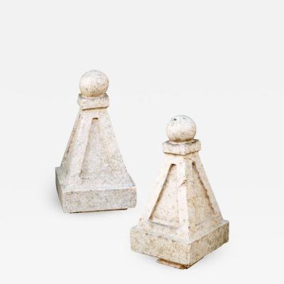 Pair of Glazed Terracotta Finials