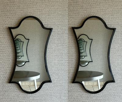 Pair of Gloss Lacquered Wood Wall Mirrors