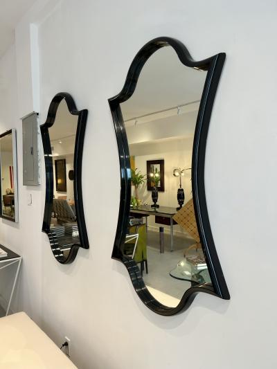 Pair of Gloss Lacquered Wood Wall Mirrors