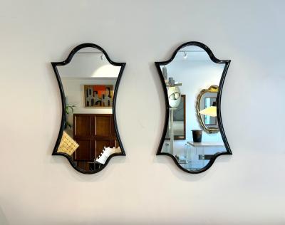 Pair of Gloss Lacquered Wood Wall Mirrors