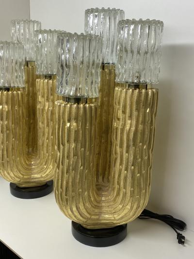Pair of Gold Leaf Cactus Lamps