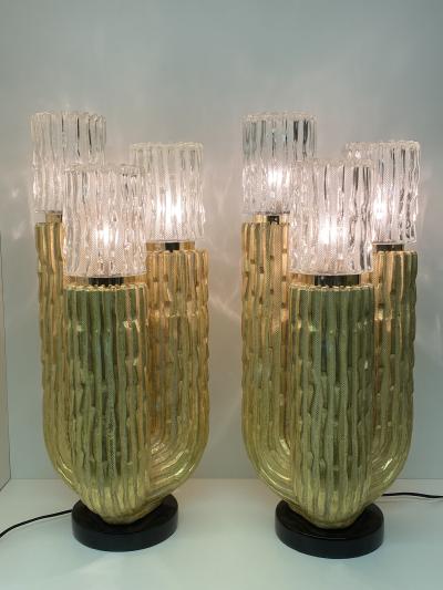 Pair of Gold Leaf Cactus Lamps