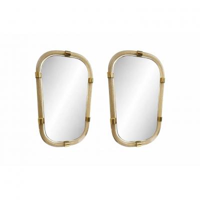 Pair of Gold Leaf Murano Glass Wall Mirrors Italian Torciglione Design