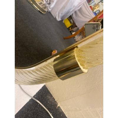 Pair of Gold Leaf Murano Glass Wall Mirrors Italian Torciglione Design