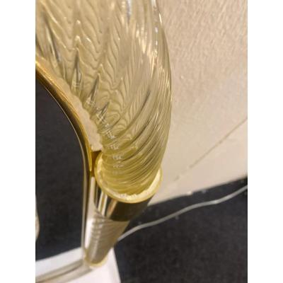 Pair of Gold Leaf Murano Glass Wall Mirrors Italian Torciglione Design