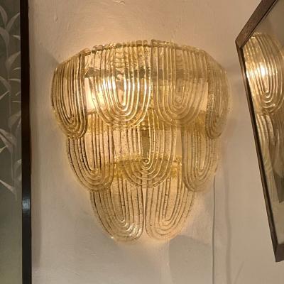 Pair of Golden Art Deco style Murano Glass Sconces