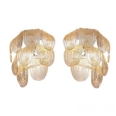 Pair of Golden Art Deco style Murano Glass Sconces