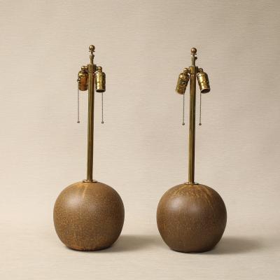 Pair of Golden Brown Sphere Table Lamps