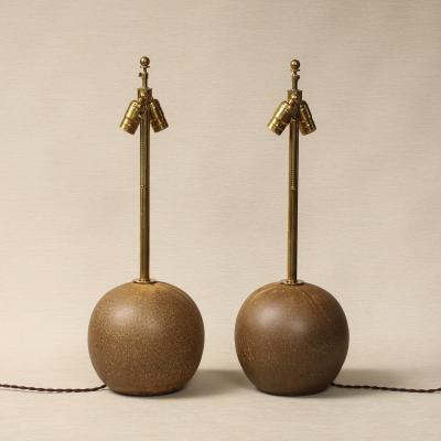Pair of Golden Brown Sphere Table Lamps