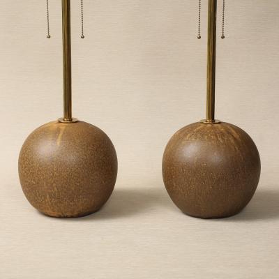 Pair of Golden Brown Sphere Table Lamps
