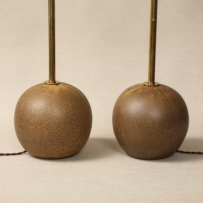 Pair of Golden Brown Sphere Table Lamps