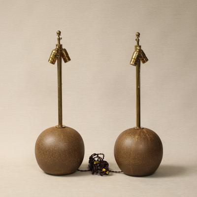 Pair of Golden Brown Sphere Table Lamps