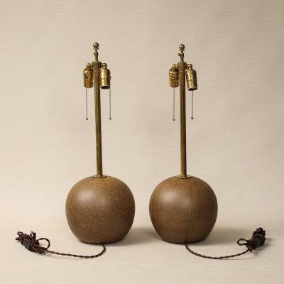 Pair of Golden Brown Sphere Table Lamps