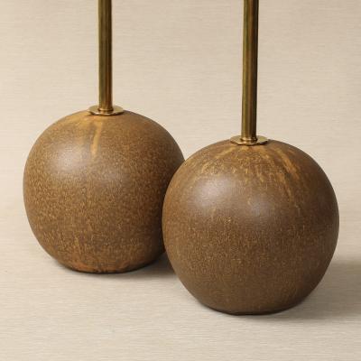 Pair of Golden Brown Sphere Table Lamps