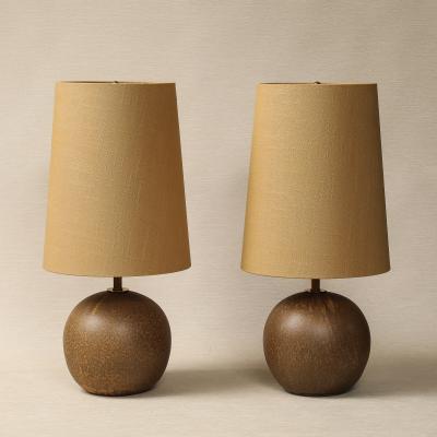 Pair of Golden Brown Sphere Table Lamps