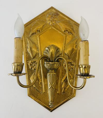 Pair of Golden Swedish Grace 1920s Wall Lights