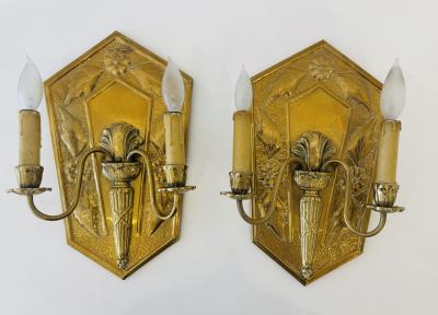 Pair of Golden Swedish Grace 1920s Wall Lights