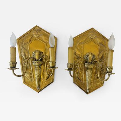 Pair of Golden Swedish Grace 1920s Wall Lights