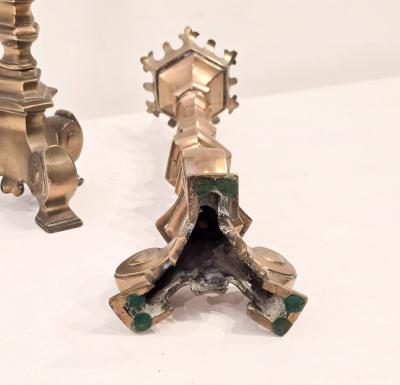 Pair of Gothic Style Candlesticks England 19th century