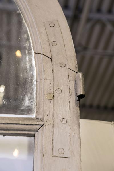 Pair of Grand Scale Arched Glass Paneled Double Doors