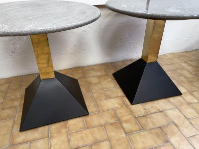 Pair of Gray Granite and Brass Side Tables Italy 1980s