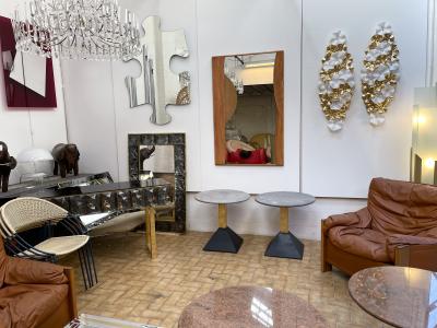 Pair of Gray Granite and Brass Side Tables Italy 1980s