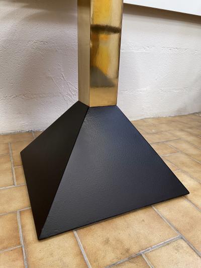 Pair of Gray Granite and Brass Side Tables Italy 1980s