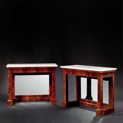 Pair of Grecian Pain Style Mahogany Pier Tables