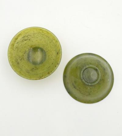 Pair of Green Hardstone Bowls Republic Period China
