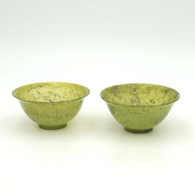 Pair of Green Hardstone Bowls Republic Period China