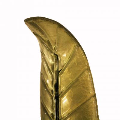 Pair of Green Murano Glass Leaf Wall Sconces Italy 1990s
