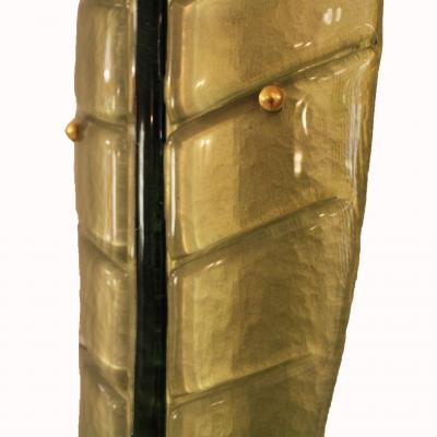 Pair of Green Murano Glass Leaf Wall Sconces Italy 1990s