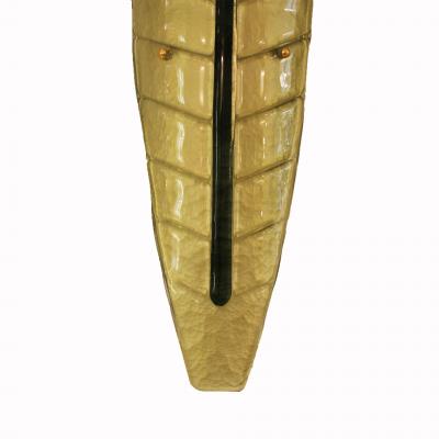 Pair of Green Murano Glass Leaf Wall Sconces Italy 1990s