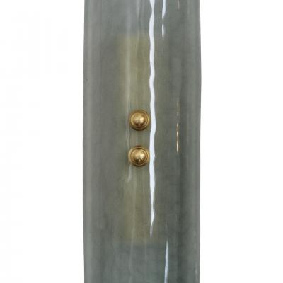 Pair of Green Murano Glass Wall Sconces with Brass Structure