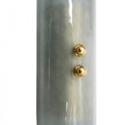 Pair of Green Murano Glass Wall Sconces with Brass Structure