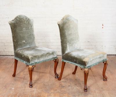 Pair of Green Velvet Chairs