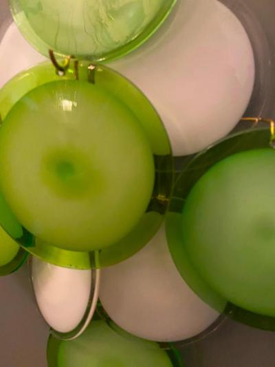 Pair of Green and White Vistosi Disc Murano Glass Sconces or Wall Light 1970s