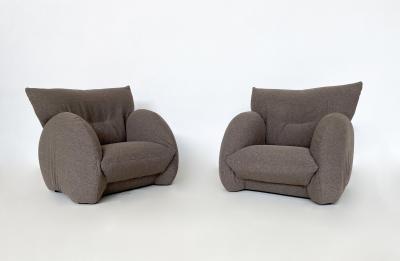 Pair of Grey Italian Mid Century Modern Armchairs