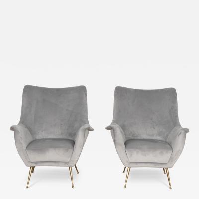 Pair of Grey Velvet Armchairs