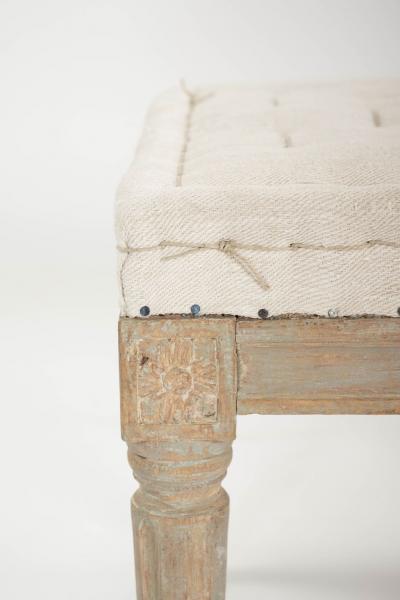 Pair of Gustavian Light Gray Painted Stools