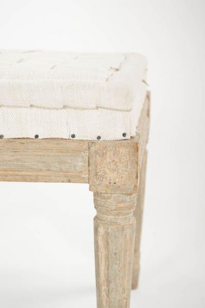 Pair of Gustavian Light Gray Painted Stools
