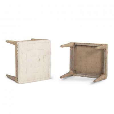 Pair of Gustavian Light Gray Painted Stools