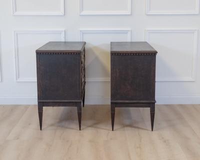 Pair of Gustavian Style Chests in black Paint circa 1890