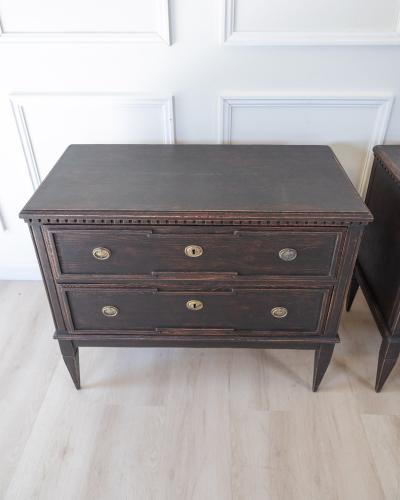 Pair of Gustavian Style Chests in black Paint circa 1890