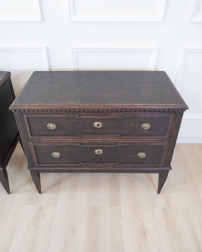 Pair of Gustavian Style Chests in black Paint circa 1890