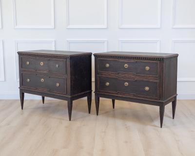 Pair of Gustavian Style Chests in black Paint circa 1890