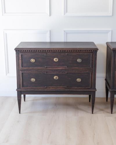 Pair of Gustavian Style Chests in black Paint circa 1890