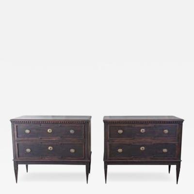 Pair of Gustavian Style Chests in black Paint circa 1890